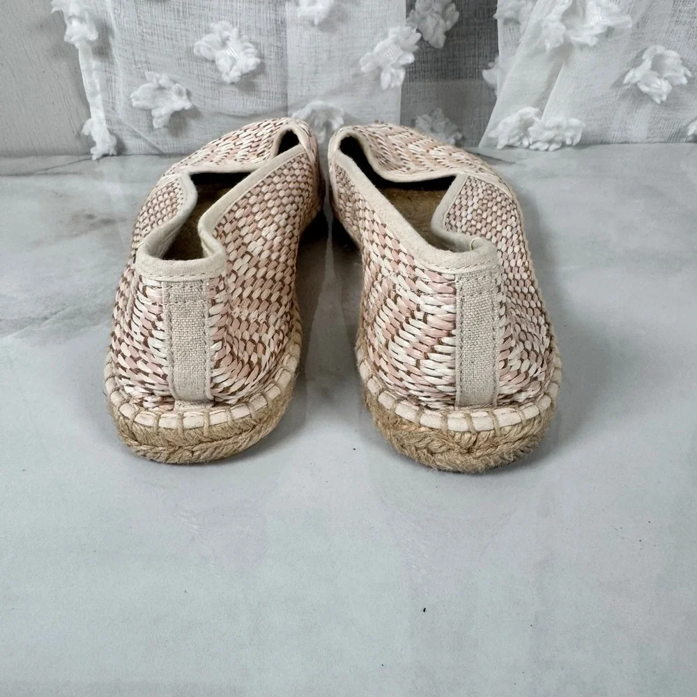 Soludos Woven Espadrilles Slip On Flats Pale Pink White‎ Resort Cruise Size 41
